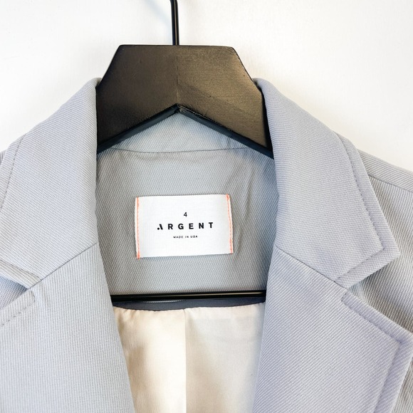 Argent Womens Size 4 Blazer Jacket Virgin Fleece Wool Stretch Gray - Picture 4 of 10